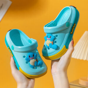 Pikachu Children Hole Shoes Summer Anti slip Cute Cartoon Soft Sole Beach Sandals for Boys and Girls in Blue